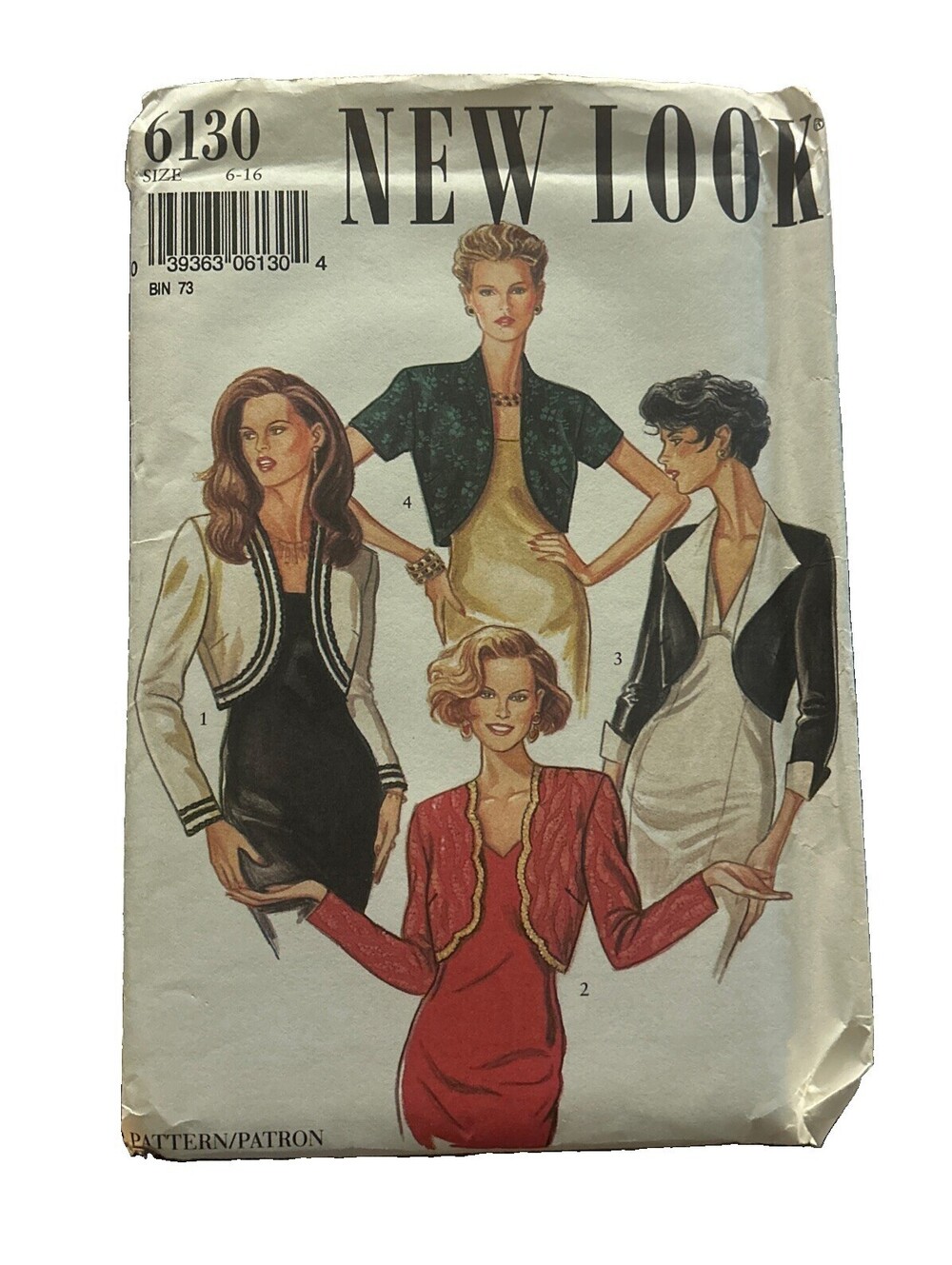 Misses Bolero Jackets New Look Sewing Pattern 6130 Sizes 6 to 16